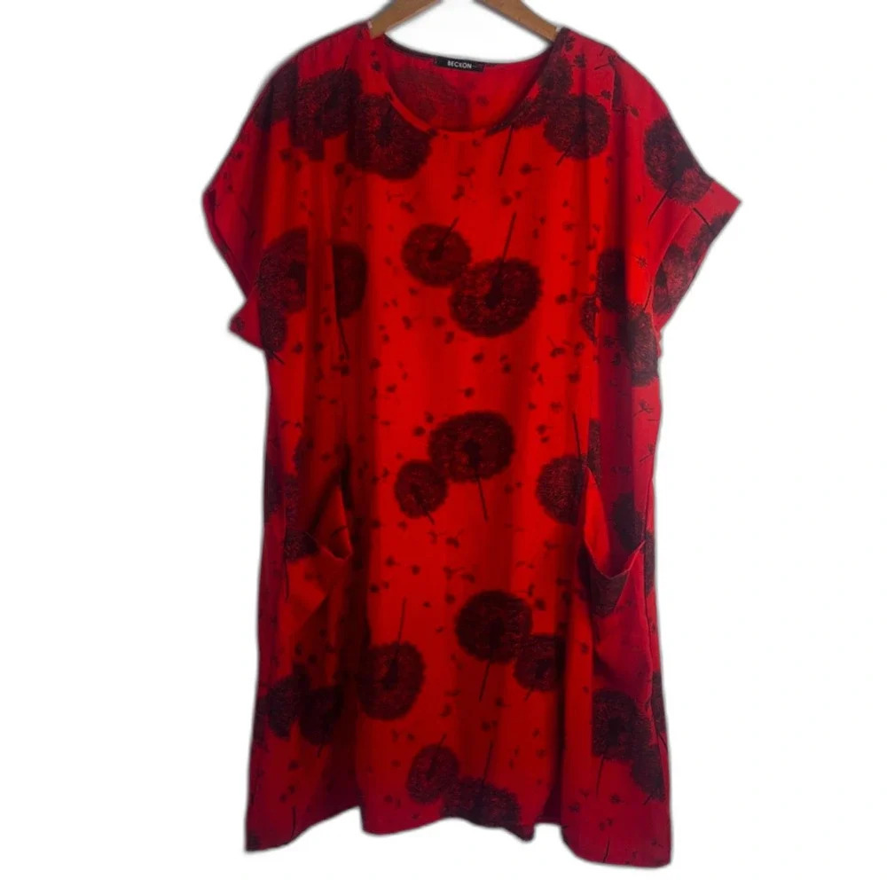 Beckon Style‎ Red Dandelion Shirt Dress Size XXL
